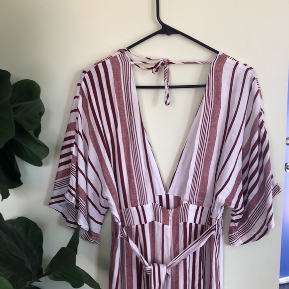 Lulus Hook Line Sinker Rust Red Striped Jumpsuit - Picture 9 of 10